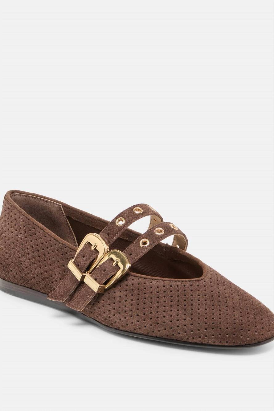 NEW DOLCE VITA women's suede mary jane flat shoes in brown